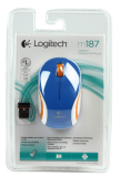 Logitech Wireless Mini Mouse M187 (Blue) - Official distributor.