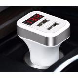 Cốc sạc trên oto 2 cổng USB (trắng)