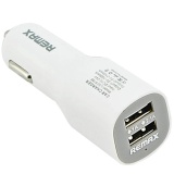 Cốc sạc xe hơi 2 cổng USB Remax (trắng) - Hàng nhập khẩu