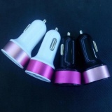 Cốc Sạc Xe Hơi 2 Cổng USB ( trắng phối hồng)
