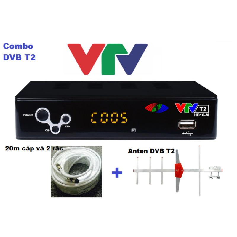 Combo Đầu thu DVB T2 16M của VTV + Anten + 20m cáp đồng trục