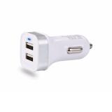 Củ sạc điện thoại trên xe hơi màu trắng (2 cổng USB 1.0A)