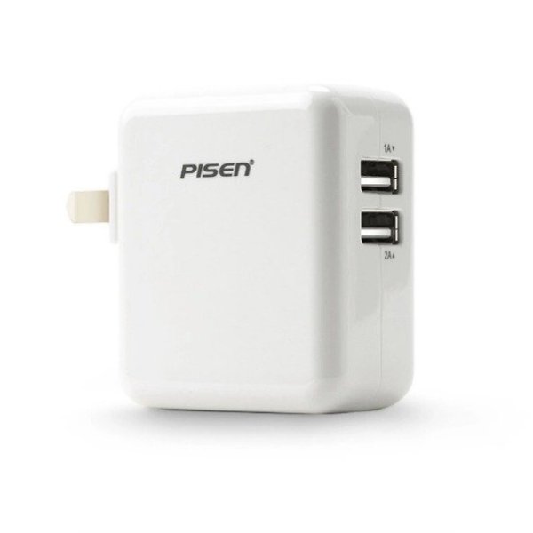 Củ sạc Pisen Dual USB cho iPad Charger 2 cổng 1A / 2.4A (trắng)