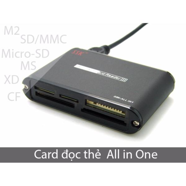 Đầu đọc thẻ nhớ đa năng (Cạc đọc thẻ all in one) SD, Micro-SD/TF,M2, CF, XD, MM, MS, MD thương hiệu SSK SCRM-025 (màu đen)