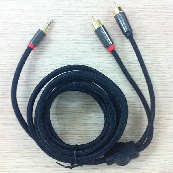 [HCM]dây loa 3ly ra 2 đầu bông sen (monster đen 2m) full box