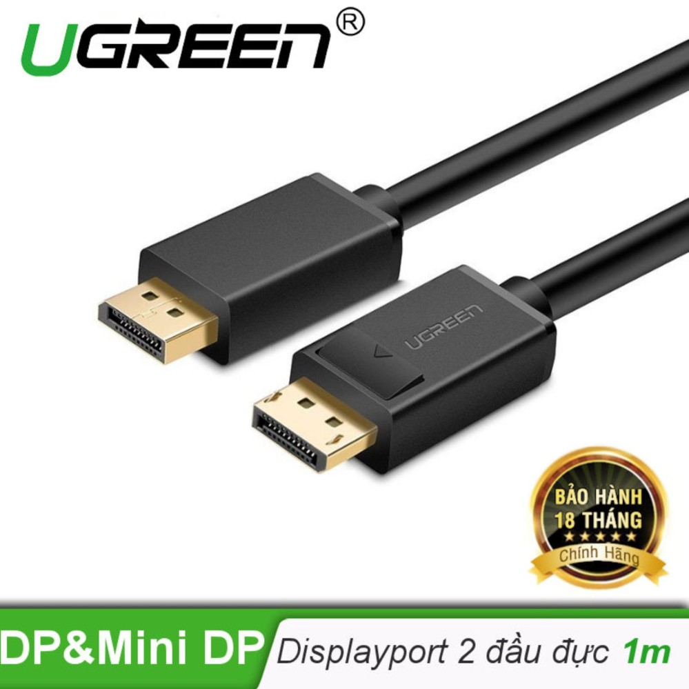 Dây cáp DisplayPort 2 đầu đực tốc độ 21.6Gbps dài 1M UGREEN DP102 10244