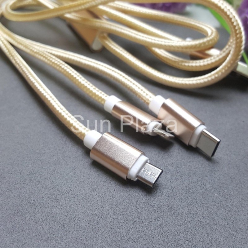 Giá Dây sạc bọc dù siêu bền 3 đầu cho Iphone 5 6 7 - Android - Type C Sun Plaza