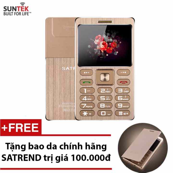 ĐTDĐ SUNTEK Satrend V6 kiêm tai nghe bluetooth (Vàng) + Tặng bao da chính hãng Satrend