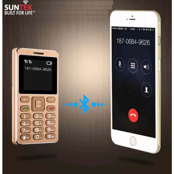 ĐTDĐ SUNTEK Satrend V6 kiêm tai nghe bluetooth (Vàng) + Tặng bao da chính hãng Satrend