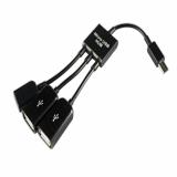 Dual Micro USB Host OTG Hub Adapter Cable For Dell Venue8 Pro Windows 8 Black