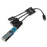 Dual Micro USB Host OTG Hub Adapter Cable For Samsung S4 S5 Tab Note 2 3 4 HTC