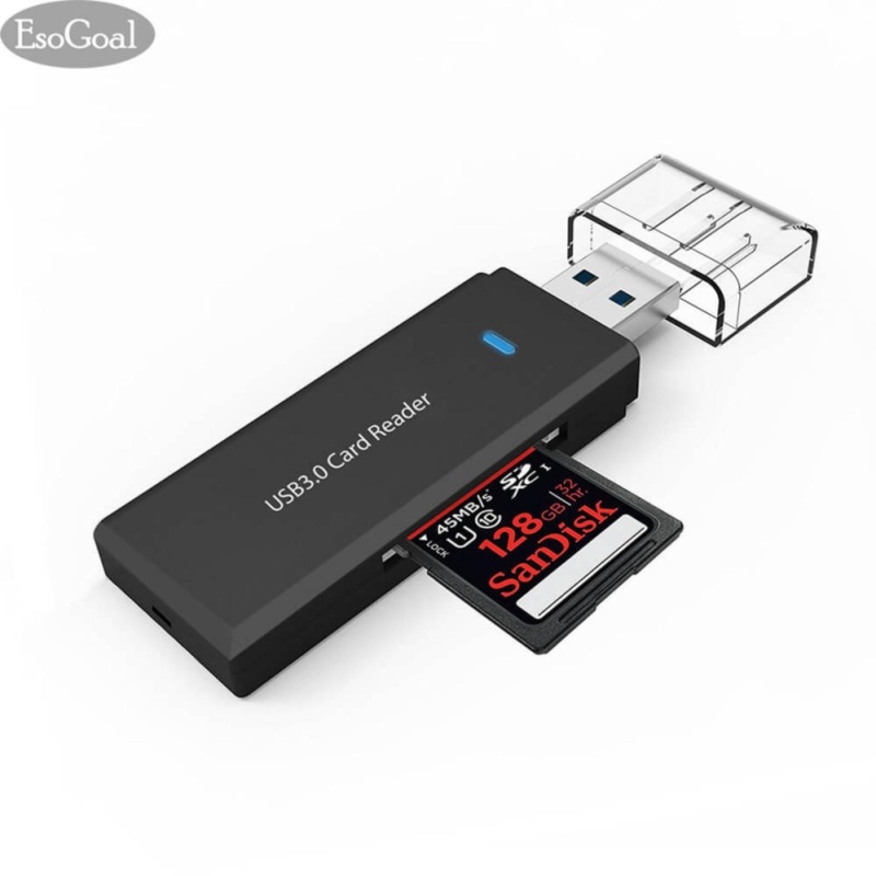 EsoGoal Micro USB 3.0 Đầu Đọc Thẻ SD, đa năng 3 Cổng Bên Ngoài Nhiều Đầu Đọc Thẻ Nhớ Tốc Độ Cao với SDHC/T-Flash (TF) /MS DUO/M2 Cổng dành cho MÁY TÍNH Xách Tay MÁY TÍNH Mac (Đen)-quốc tế