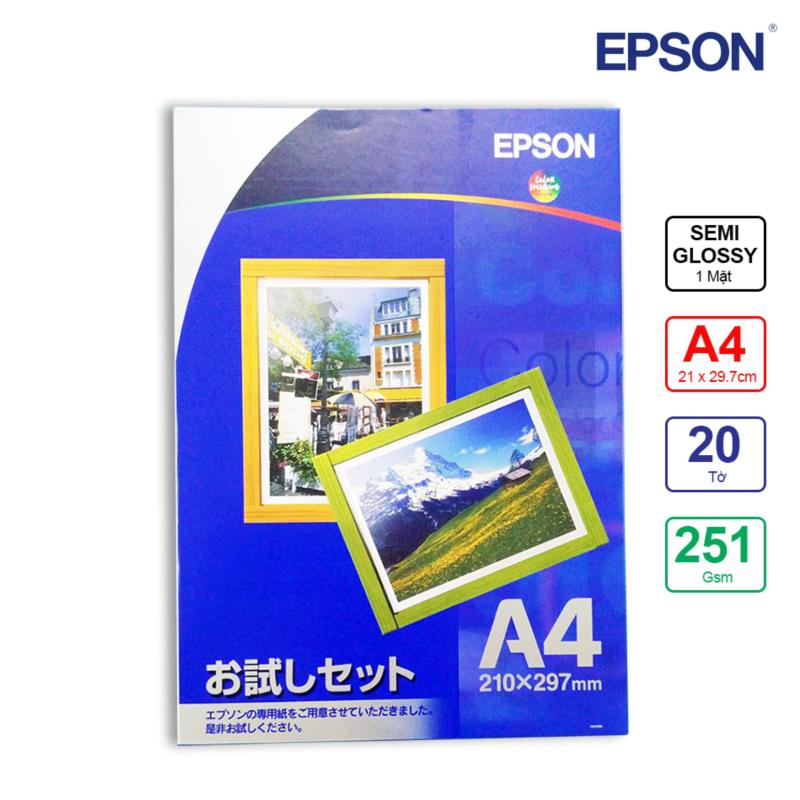Giấy In Màu Epson 1 Mặt Lụa (Semi Glossy) A4 (21 x 29.7cm) 251gsm 20 Tờ - Hàng Nhập Khẩu