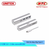 Hub chia cổng TypeC đa năng Unitek Y3094 - 3 cổng USB 3.0 + 2 khe cắm thẻ SD/MicroSD (Bạc) - Hãng phân phối chính thức