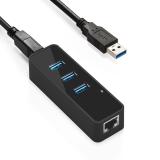 Hub usb 1 to 3 usb chuẩn 3.0 + 1 cổng Lan gigabit Ethernet (đen)