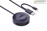 Hub USB 4 cổng 20 Ugreen + Micro USB hỗ trợ OTG (đen)