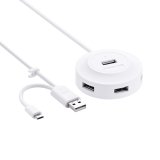 Hub USB 4 cổng 2.0 Ugreen + Micro USB hỗ trợ OTG (Trắng)