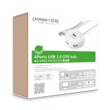 Hub USB 4 cổng 2.0 Ugreen + Micro USB hỗ trợ OTG (Trắng)