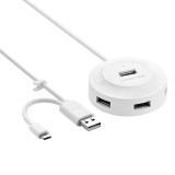 Hub USB 4 cổng 2.0 Ugreen + Micro USB hỗ trợ OTG (Trắng) 20271