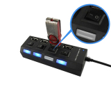 Hub USB 4 cổng hình ổ điện có công tắc (Trắng)