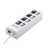 Hub USB 4 cổng hình ổ điện có công tắc (Trắng)