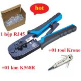 Khuyến mãi mừng xuân 2022 kìm bấm mạng talon 568r + tool nhấn mạng krone + hộp 100 đầu mạng rj45