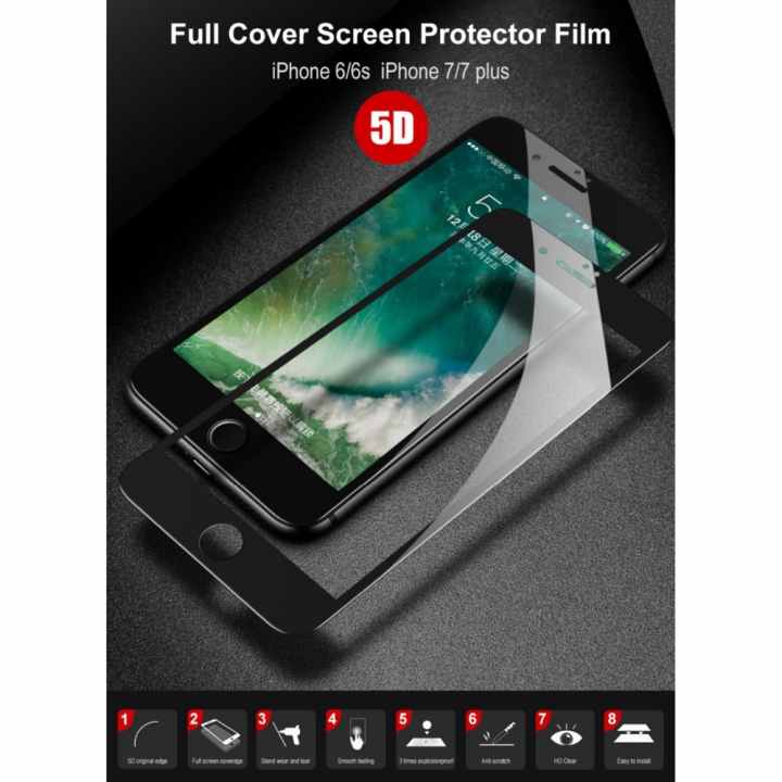 Kính Cường Lực cho iPhone 7 Plus 5D Full Màn Đen (Nguyên Hộp)