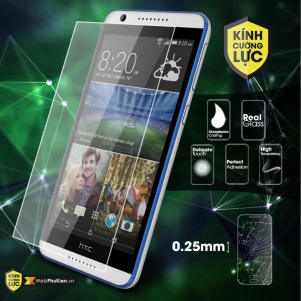 Kính cường lực trong suốt cho điện thoại HTC Desire 820 - Hàng nhập khẩu