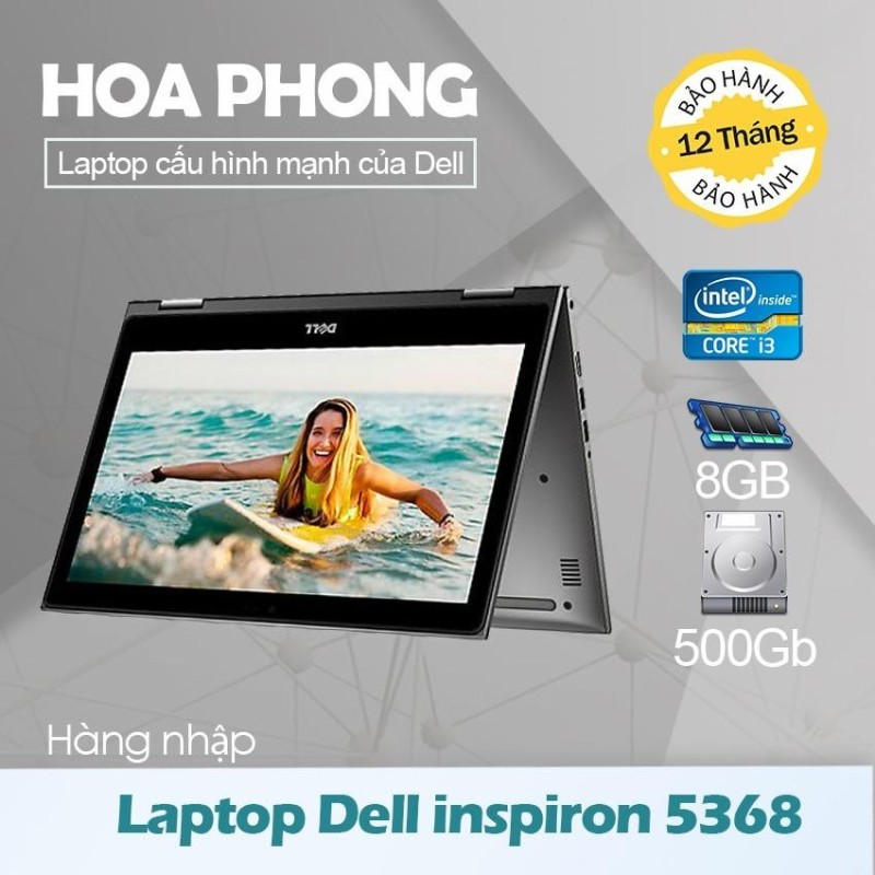 Laptop Dell inspiron 5368 i3 6100U 8G 500G Màn 13.3 FHD cảm ứng xoay gập 360 (grey) hàng nhập khẩu