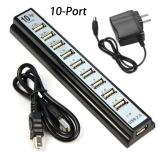 Latop 10 Port Hi-Speed USB 2.0 Hub + Power Adapter for PC Laptop Computer