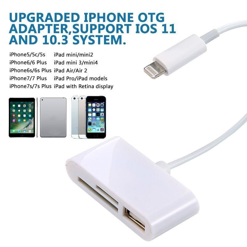 Bảng giá leegoal Lightning To SD/TF Card Reader,3 In 1 Lightning To USB Camera Connection Kit,Lightning To USB 2.0 Female OTG Adapter Cable (White) - intl Phong Vũ