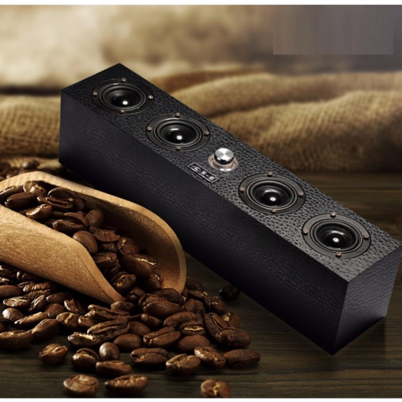 Loa Gỗ Nghe Nhạc Vi Tính 4 Bass (đen bọc da )