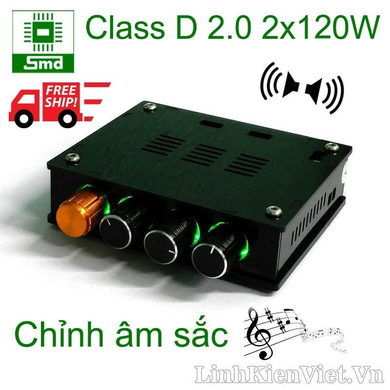 Mạch khuếch đại âm thanh classD 2.0 2x120W có chỉnh âm sắc