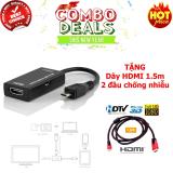 MHL5 pin Micro USB to HDMI A A/V TV Adapter Short Cable + TẶNG kèm dây HDMI dài 1.5m 2 đầu chống nhiễu