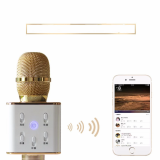 [HCM]Mic kèm Loa Bluetooth hát Karaoke Q7 3 trong 1 (Màu đồng)