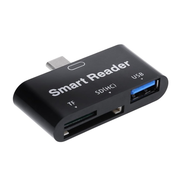 Mini 3 trong 1 Loại C USB3.0 OTG SD/TF Mở Rộng Thẻ Đọc Thông Minh Adapter (Đen) -quốc tế(Black)