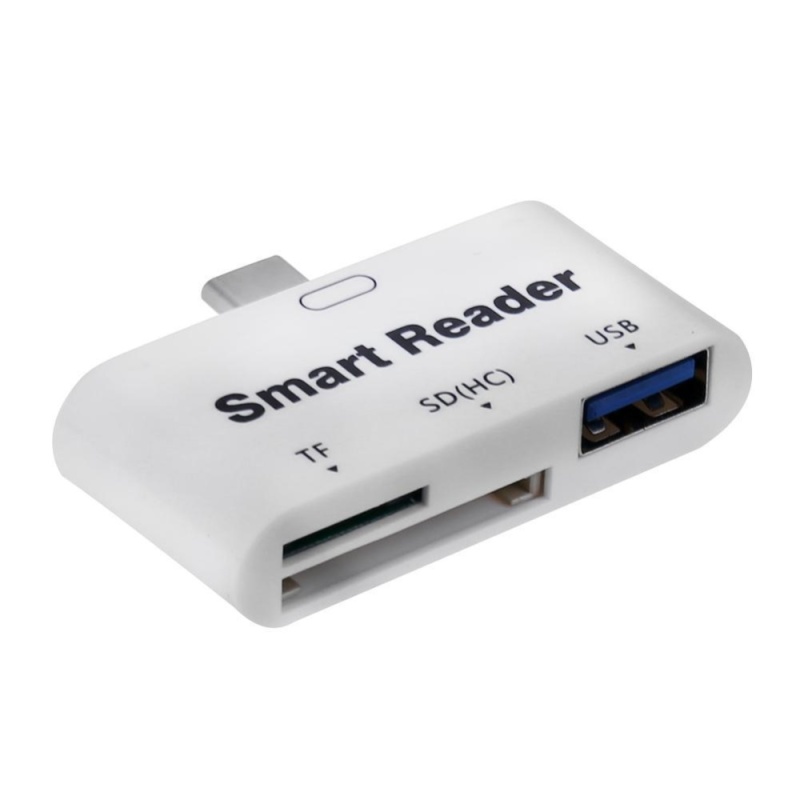 Mini 3 trong 1 Loại C USB3.0 OTG SD/TF Mở Rộng Thẻ Đọc Thông Minh Adapter (Trắng) -quốc tế(White)