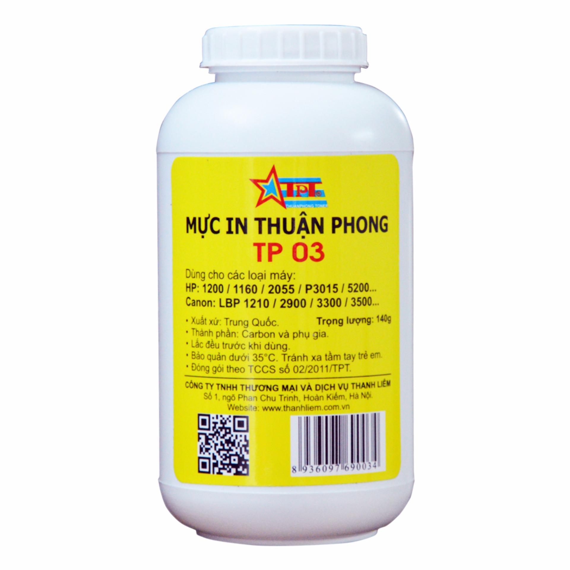 (Bộ 10 chai) Mực đổ Thuận Phong TP03 (140g) dùng cho máy in HP / Canon