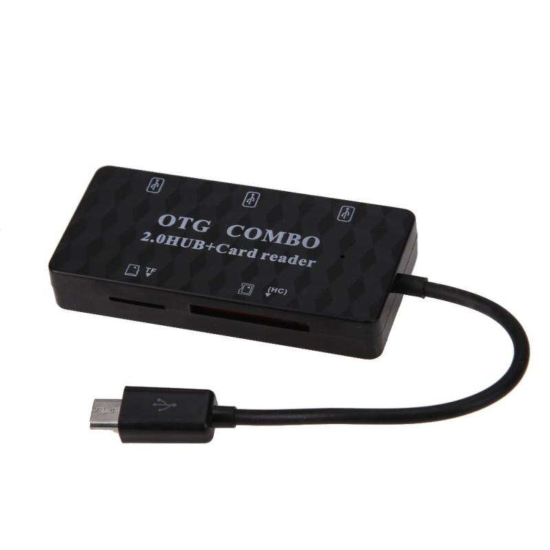 Combo Micro USB2.0 OTG Đa Chức Năng Cổng HUB Có Đầu Đọc Thẻ (Đen)-quốc tế
