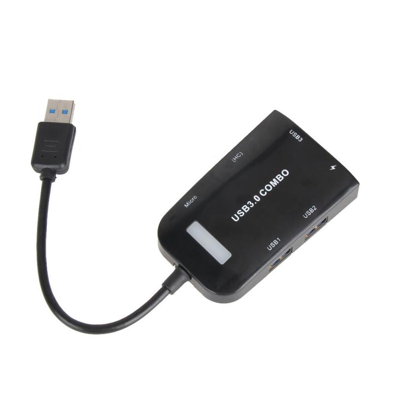 Đa năng 5 Gbps 3 Cổng USB 3.0 Combo Hub + tặng Đầu Đọc Thẻ SD/TF (Đen) -quốc tế