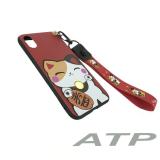 Ốp lưng mèo thần tài giả da cho iPhone X  (Đỏ)