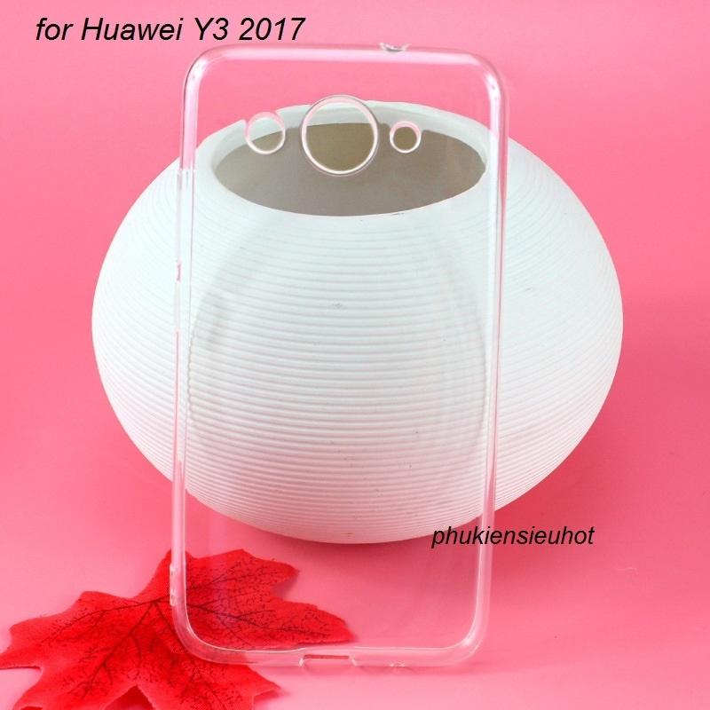 Ốp lưng Silicon cao cấp cho Huawei Y3 2017 (Trắng Trong)