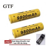 Pin sạc GTF TR18650 3.7V Li-ion Battery đầu dương lồi dùng được cho các thiết bị công nghiệp (2 viên) + 1 Sạc Đôi