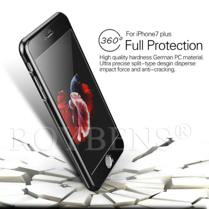 ROYBENS Hybrid 360° Shockproof Mirror Case Tempered Glass Cover For Apple iPhone 6/6s ...