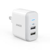 Sạc Anker 2 cổng USB 24W A2141 -Hàng nhập khẩu  (Trắng)