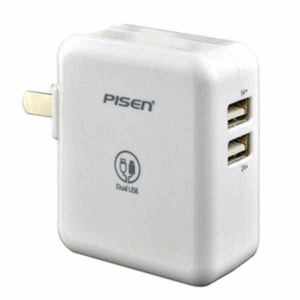 Sạc cao cấp 2 cổng PISEN Dual USB Charger 1.0A & 2.4A (Trắng)