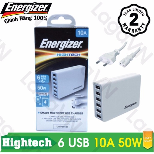 Sạc cao cấp Energizer HT 6 cổng USB 10A 50W - USA6EEUHWH5