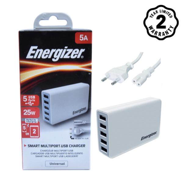 Sạc Energizer 5 cổng USB 25W EU (Trắng)