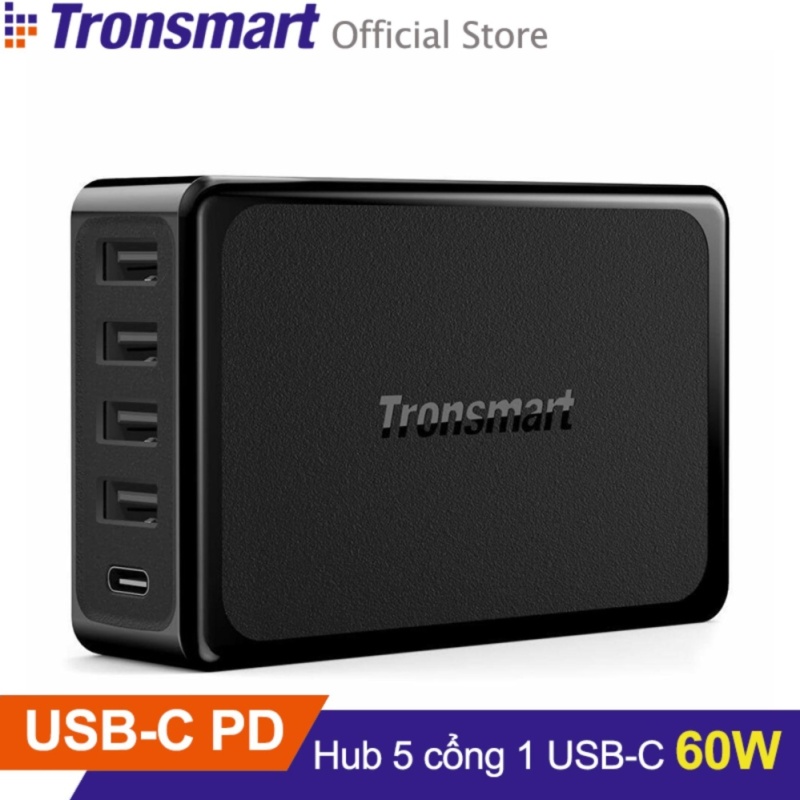 Sạc TRONSMART U5P 5 cổng 60w USB PD 5-Port (Đen) - Hãng phân phối chính thức