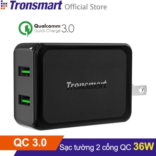Sạc TRONSMART W2TF 2 cổng 36w Quick Charge 3.0 (Đen) - Hãng phân phối chính thức